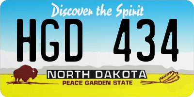 ND license plate HGD434