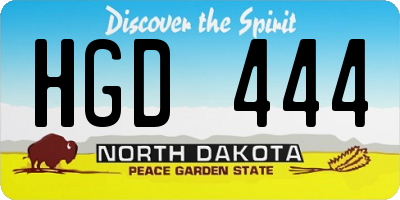ND license plate HGD444