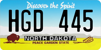 ND license plate HGD445