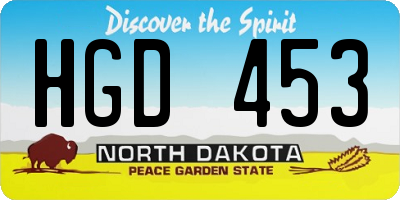 ND license plate HGD453