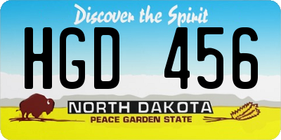 ND license plate HGD456