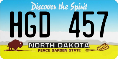 ND license plate HGD457
