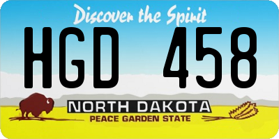 ND license plate HGD458
