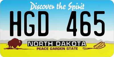 ND license plate HGD465