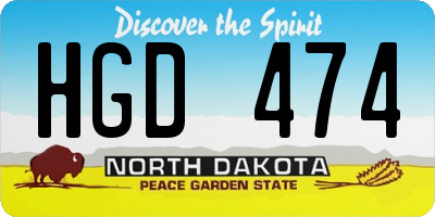 ND license plate HGD474