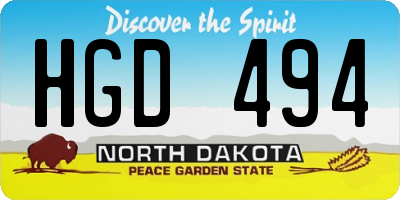 ND license plate HGD494