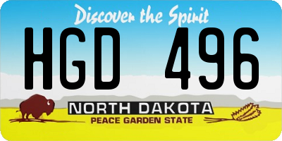 ND license plate HGD496