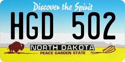 ND license plate HGD502