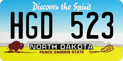 ND license plate HGD523