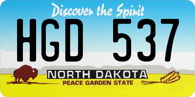 ND license plate HGD537