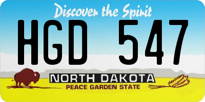 ND license plate HGD547