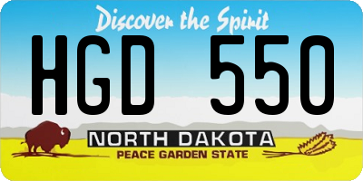 ND license plate HGD550