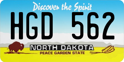 ND license plate HGD562