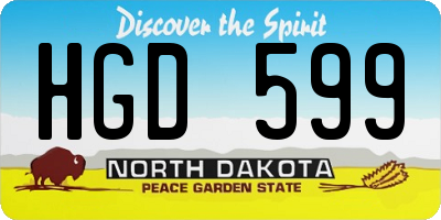 ND license plate HGD599