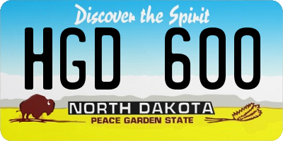 ND license plate HGD600