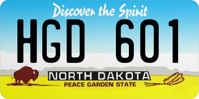 ND license plate HGD601