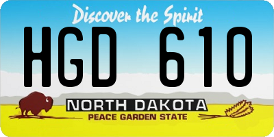 ND license plate HGD610