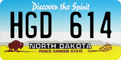 ND license plate HGD614