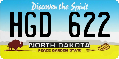 ND license plate HGD622