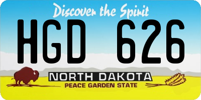 ND license plate HGD626