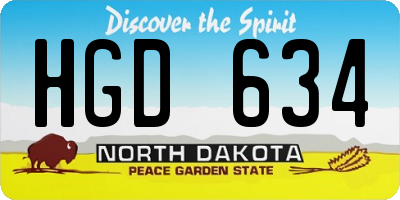 ND license plate HGD634