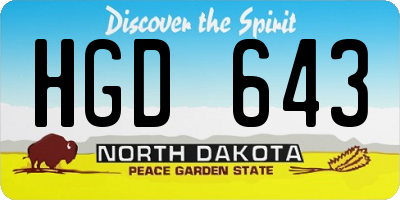 ND license plate HGD643
