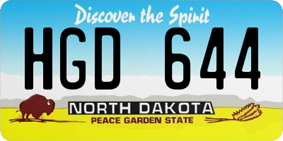 ND license plate HGD644