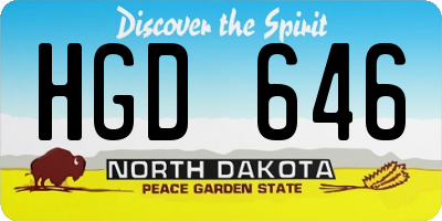 ND license plate HGD646