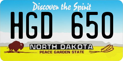 ND license plate HGD650