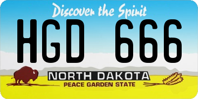 ND license plate HGD666