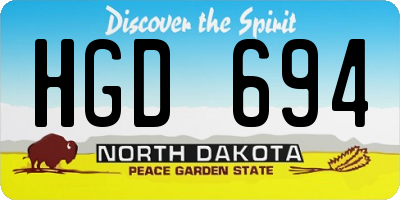 ND license plate HGD694