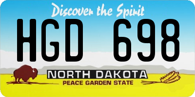 ND license plate HGD698
