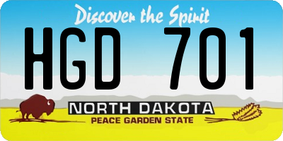 ND license plate HGD701