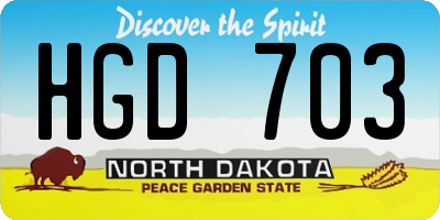 ND license plate HGD703