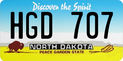 ND license plate HGD707