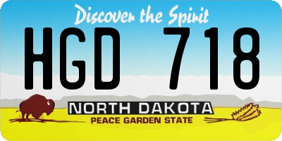 ND license plate HGD718
