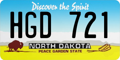 ND license plate HGD721