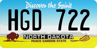 ND license plate HGD722