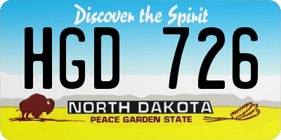 ND license plate HGD726