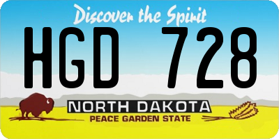 ND license plate HGD728