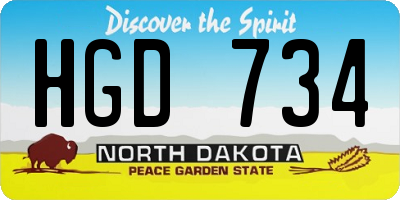 ND license plate HGD734