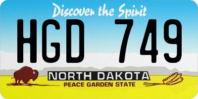 ND license plate HGD749