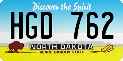 ND license plate HGD762