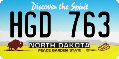 ND license plate HGD763