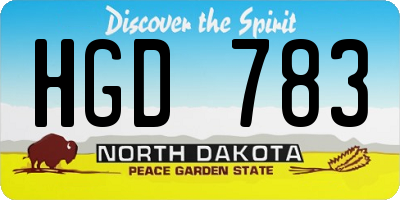 ND license plate HGD783