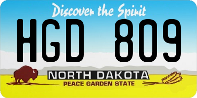ND license plate HGD809