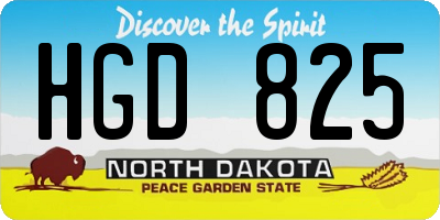 ND license plate HGD825