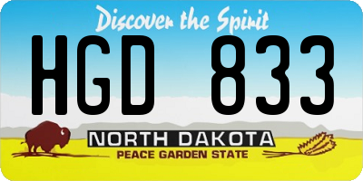 ND license plate HGD833