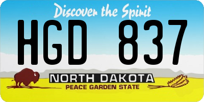ND license plate HGD837