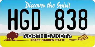 ND license plate HGD838